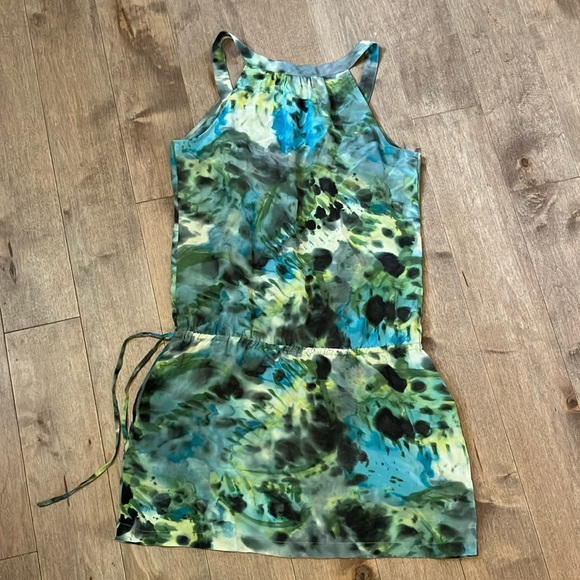 Joe tunic top green and blue watercolour - Picture 2 of 5